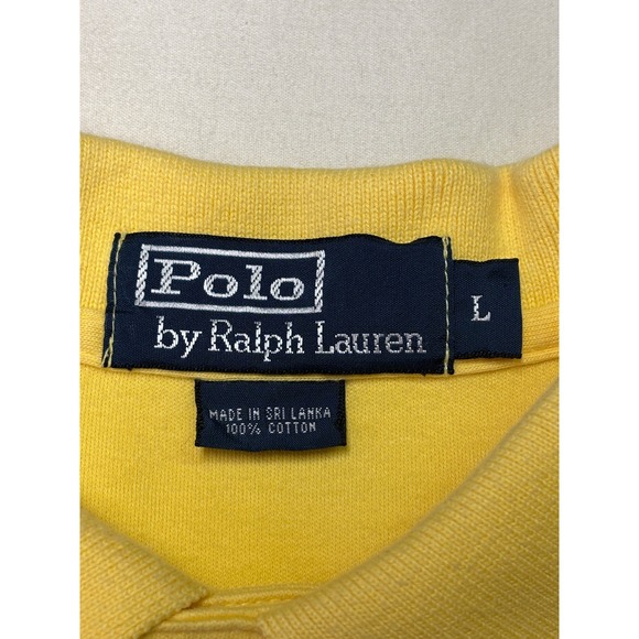 Vtg Polo Ralph Lauren Mens Yellow Short Sleeve Polo Shirt Embroidered Pony L - Picture 3 of 6